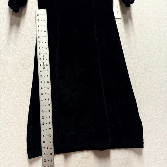 Another Love $98 Zola Sweater Dress Black Velvet Puff Sleeve Size S - Picture 11 of 11